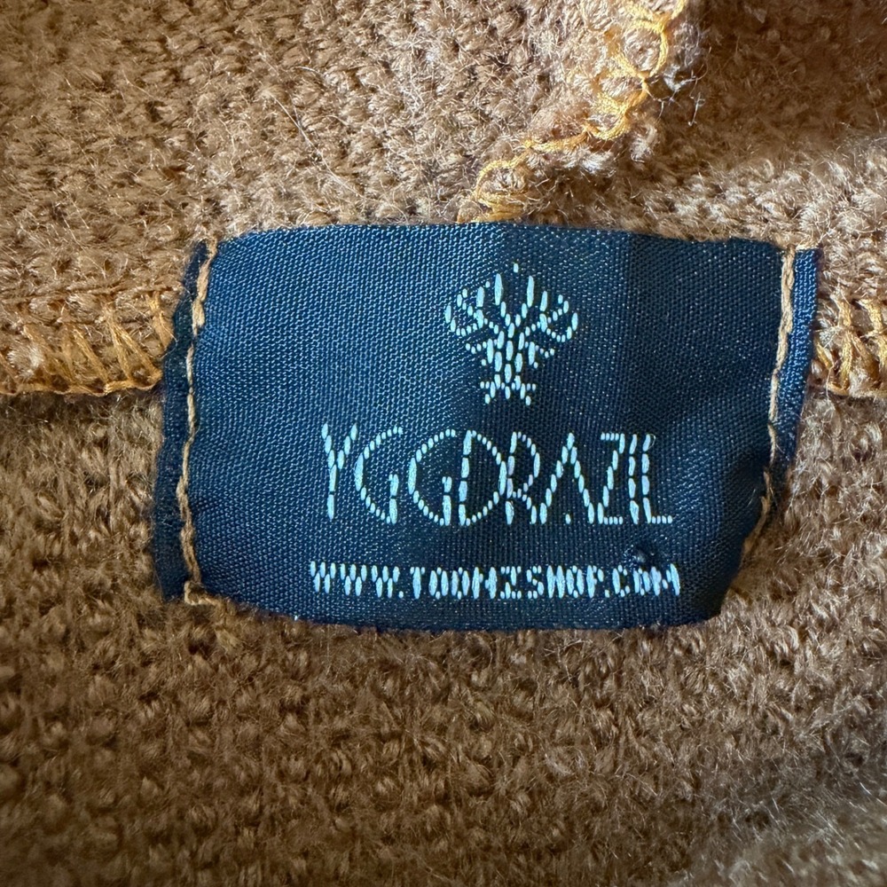 Nadjäa hooded knitted XL crop top by Yggdrazil in rust brown cowl neck wrap - Picture 5 of 7